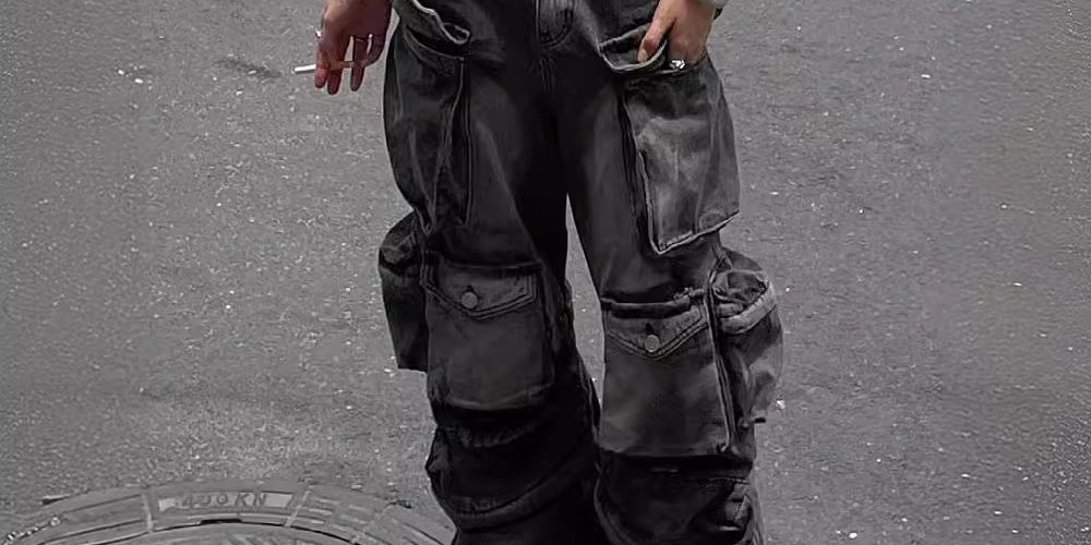 Y2K Grunge Multi-Pocket Cargo Denim Jeans
